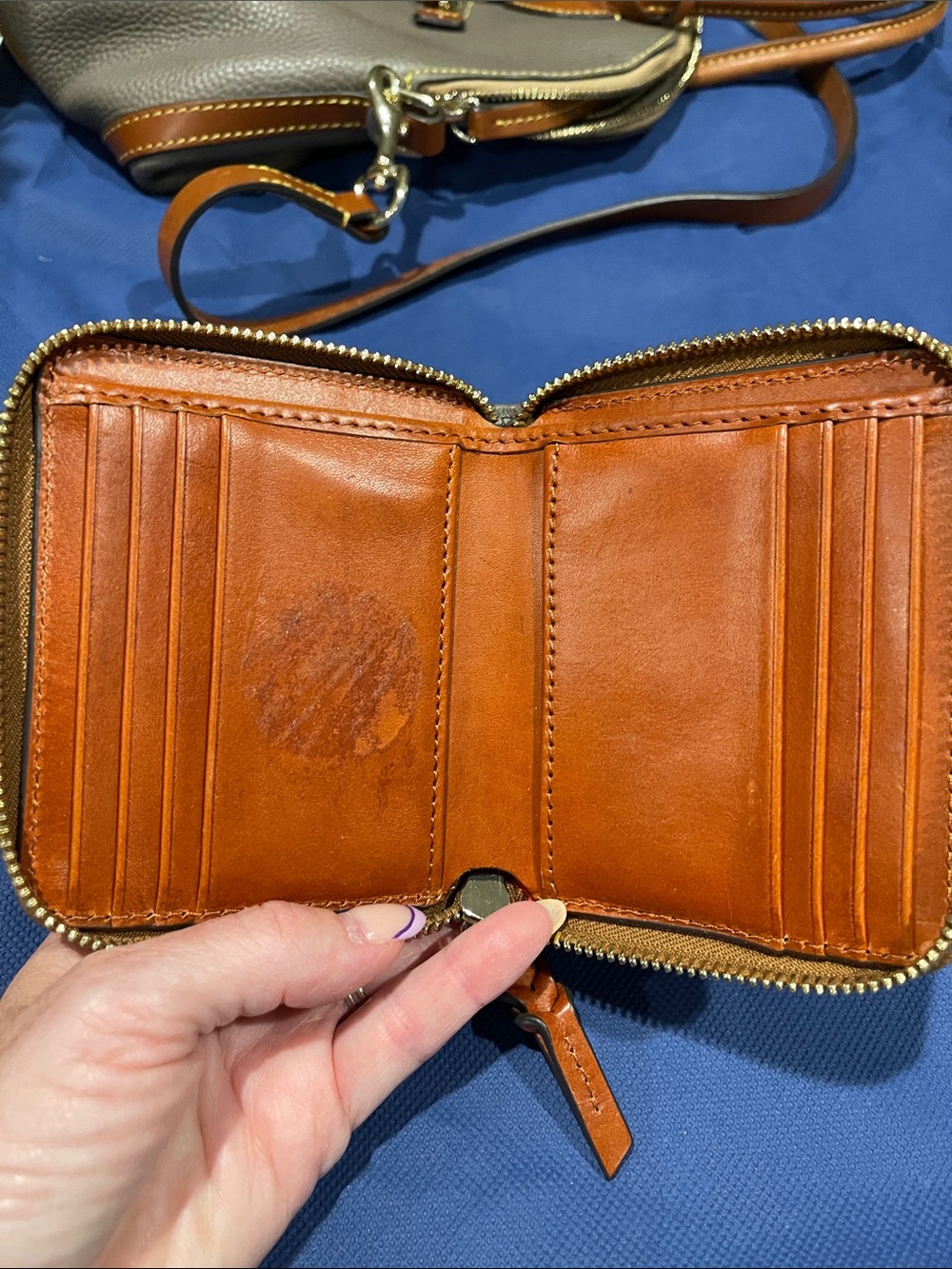 Dooney & Bourke Tall Domed Pebbled Leather Satchel in Elephant with wallet - Picture 16 of 16